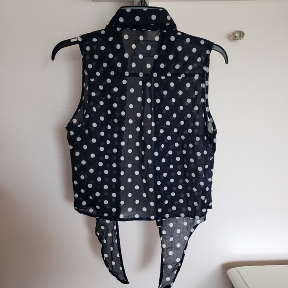 Aeropostale Navy Blue Polka Dot Tie Tank Top - Picture 2 of 4